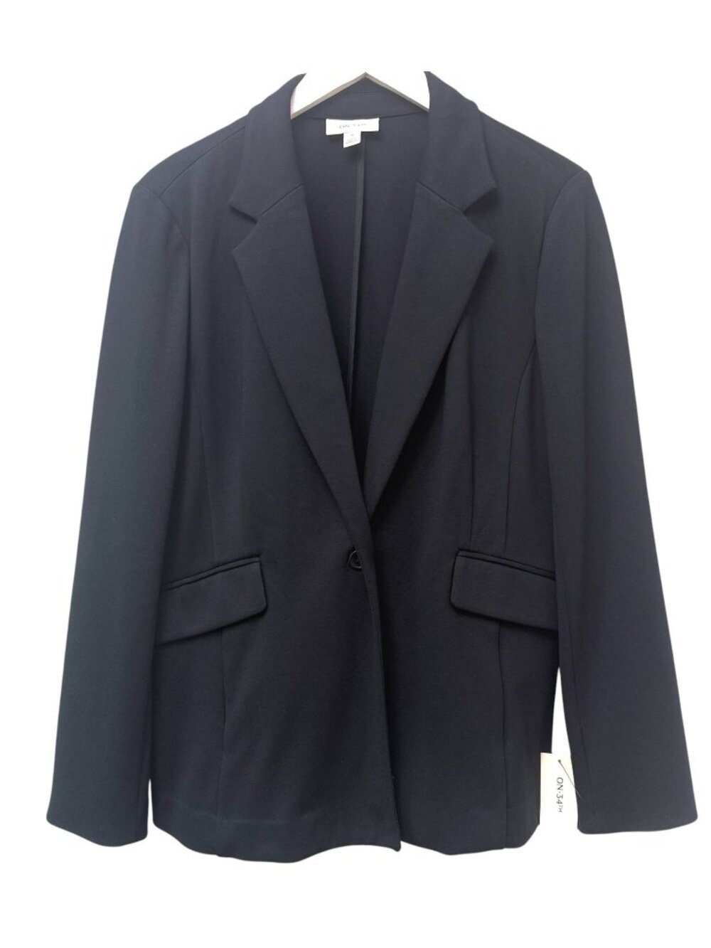 Macys On 34th Womens Black Ponte Knit Blazer Jacket Medium Stretch Career NWT